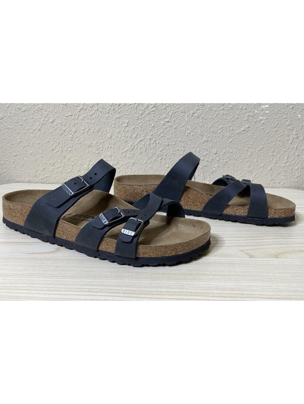 Birkenstock Franca Black Oiled Leather Sandals Slides Wmns Size 11  Men Sz 9